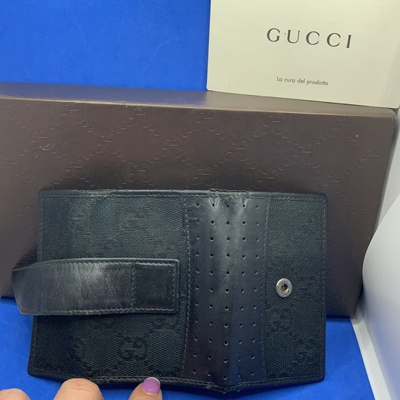 Gucci vintage black leather & Canvas key holder wallet - Picture 10 of 11
